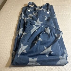 Patriotic Stars Jumper Wide Leg Adjustable Button Straps Jumpsuit Women's Size M